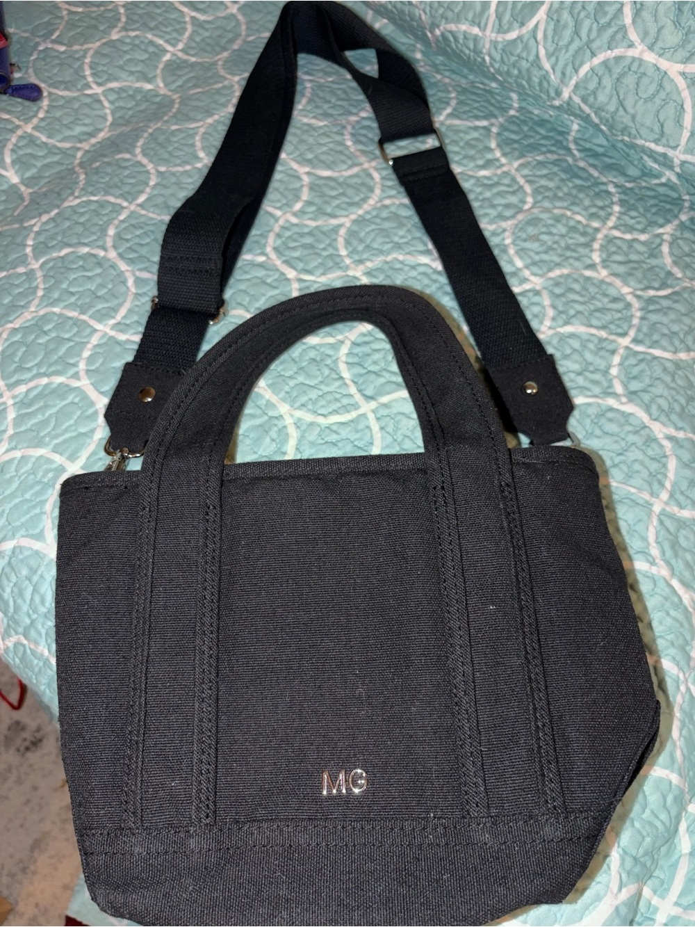 Madden Girl Black Canvas Messenger Tote - Picture 2 of 9